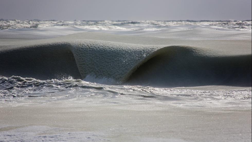 Nearly frozen waves roll onshore in Nantucket MA Nearly frozen waves roll onshore in Nantucket MA