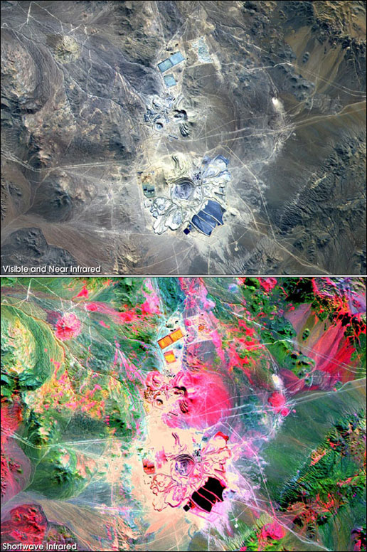 Two versions of the same image of the Escondido Mine in Chile Two versions of the same image of the Escondido Mine in Chile