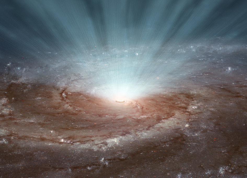 A bright black hole in space generates fierce space wind A bright black hole in space generates fierce space wind
